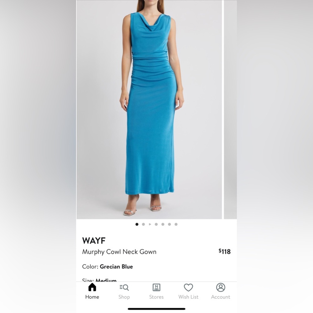 Wayf Blue Cowlneck Dress NWT